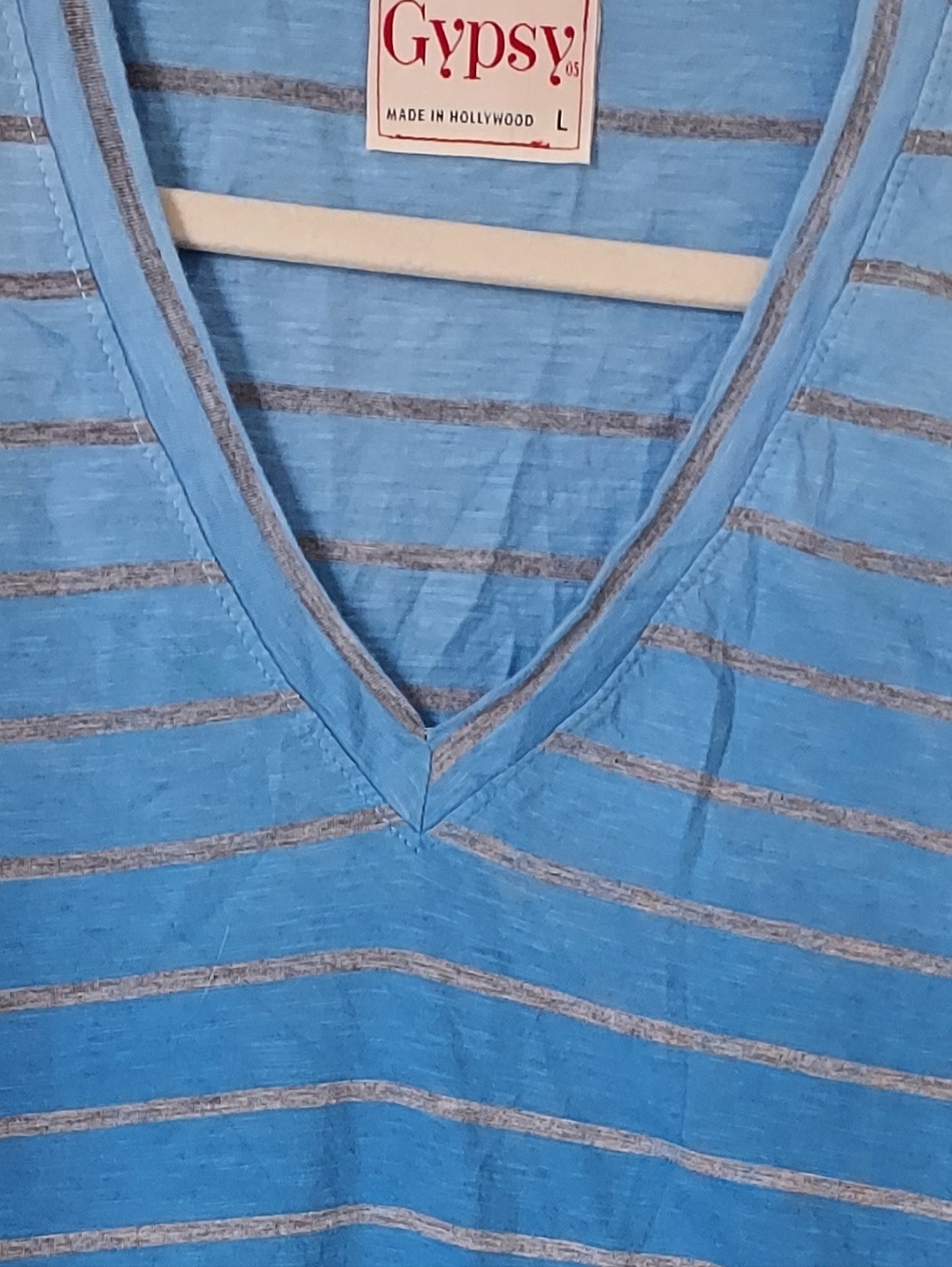 Men's Gypsy Blue Striped V-Neck Tee